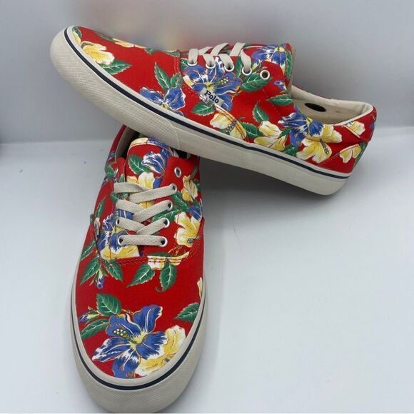 POLO RALPH LAUREN THORTON III HAWAIIAN ALOHA BEACH SNEAKERS SHOES Mens 10 - Picture 1 of 5